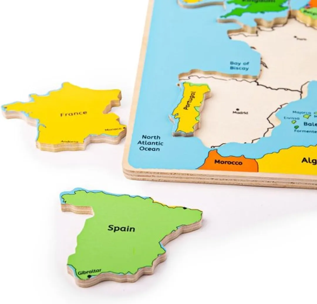 BIGJIGS Houten Puzzel Europa BJ048 - 1000 Stuks - 30x38cm - Multicolor
