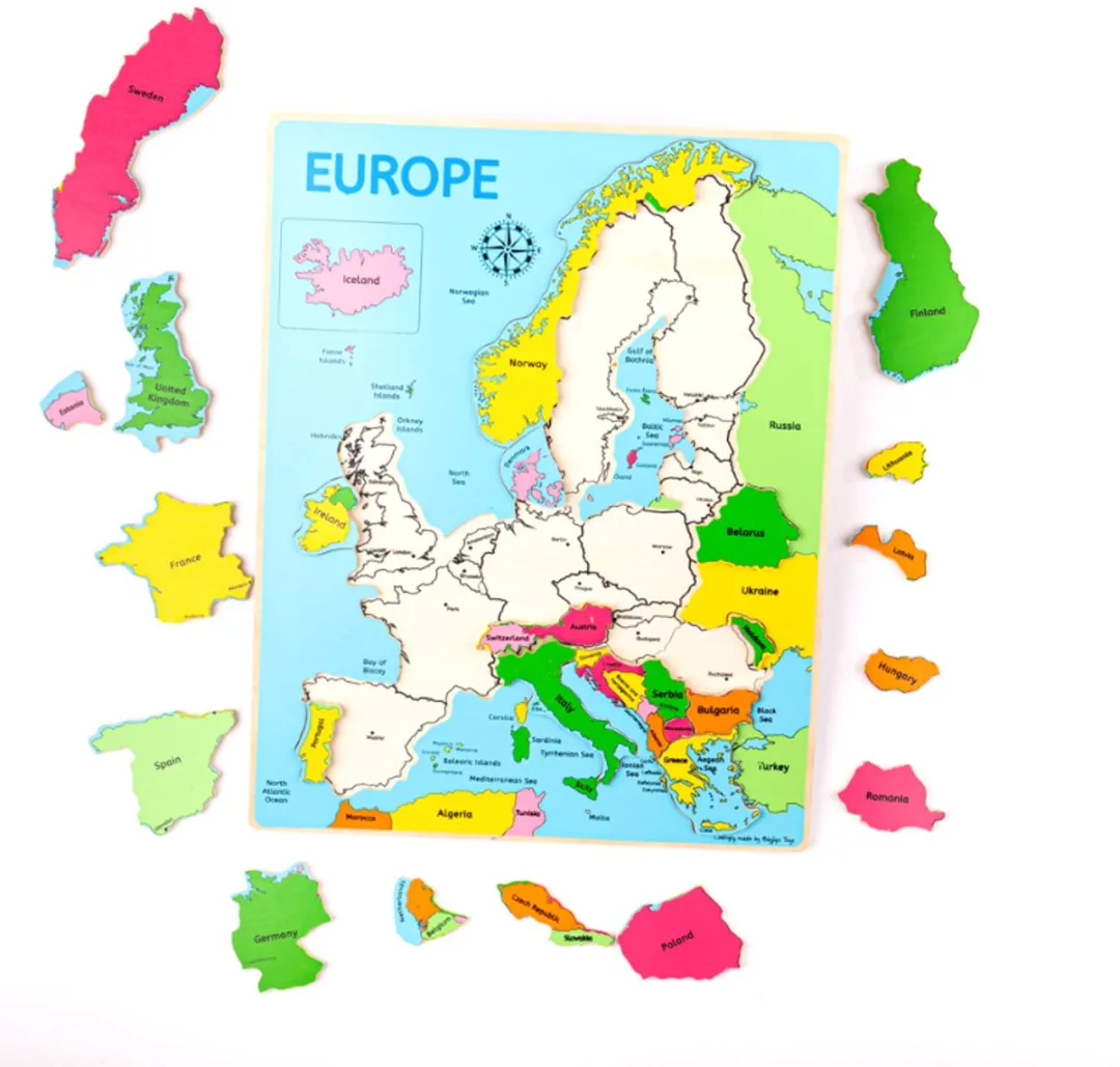 BIGJIGS Houten Puzzel Europa BJ048 - 1000 Stuks - 30x38cm - Multicolor