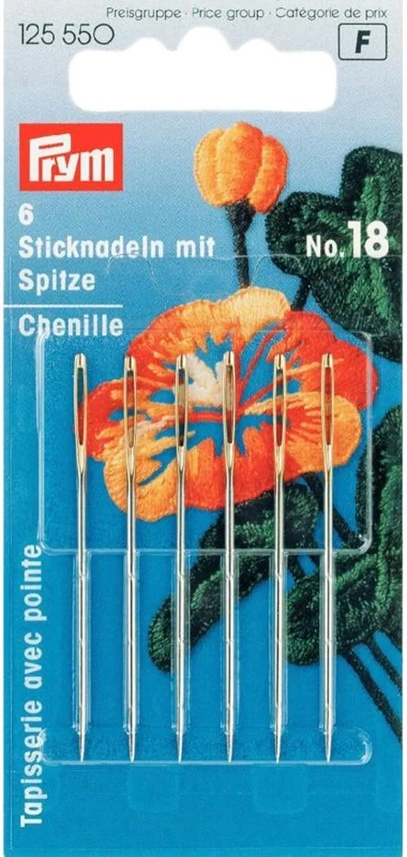 Prym Borduurnaalden No. 18 - 6 Stuks - Zilver