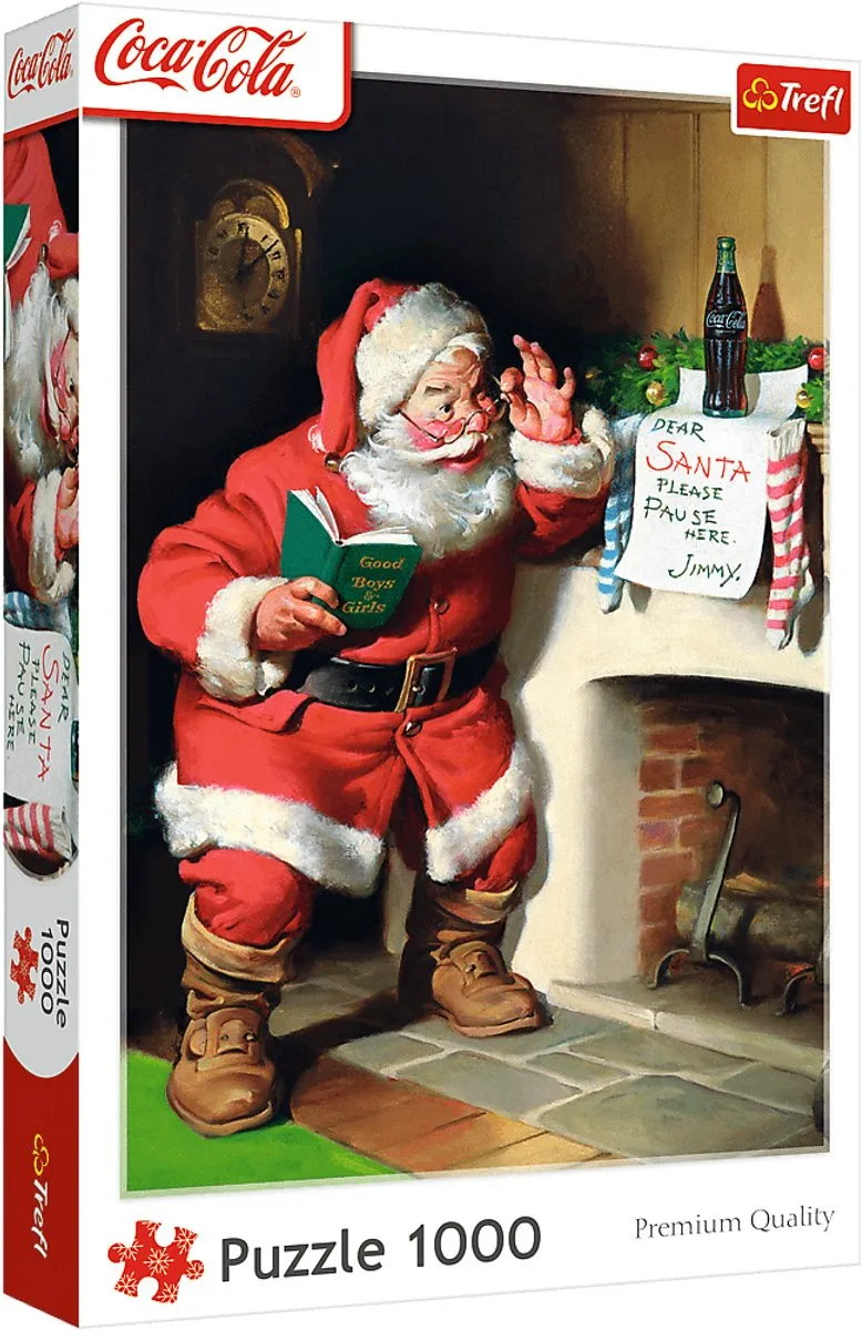 Trefl Coca-Cola Kerstpuzzel 1000 Stuks - Kerstman bij Open Haard