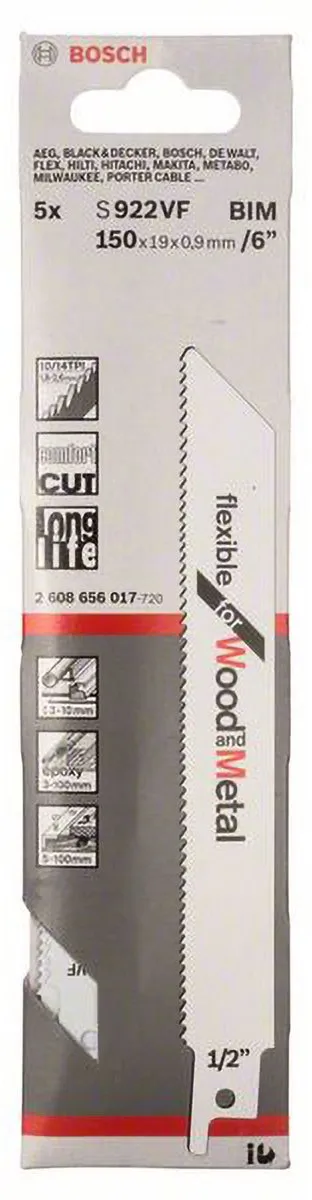 Bosch Reciprozaagblad S 922 VF - 5 Stuks
