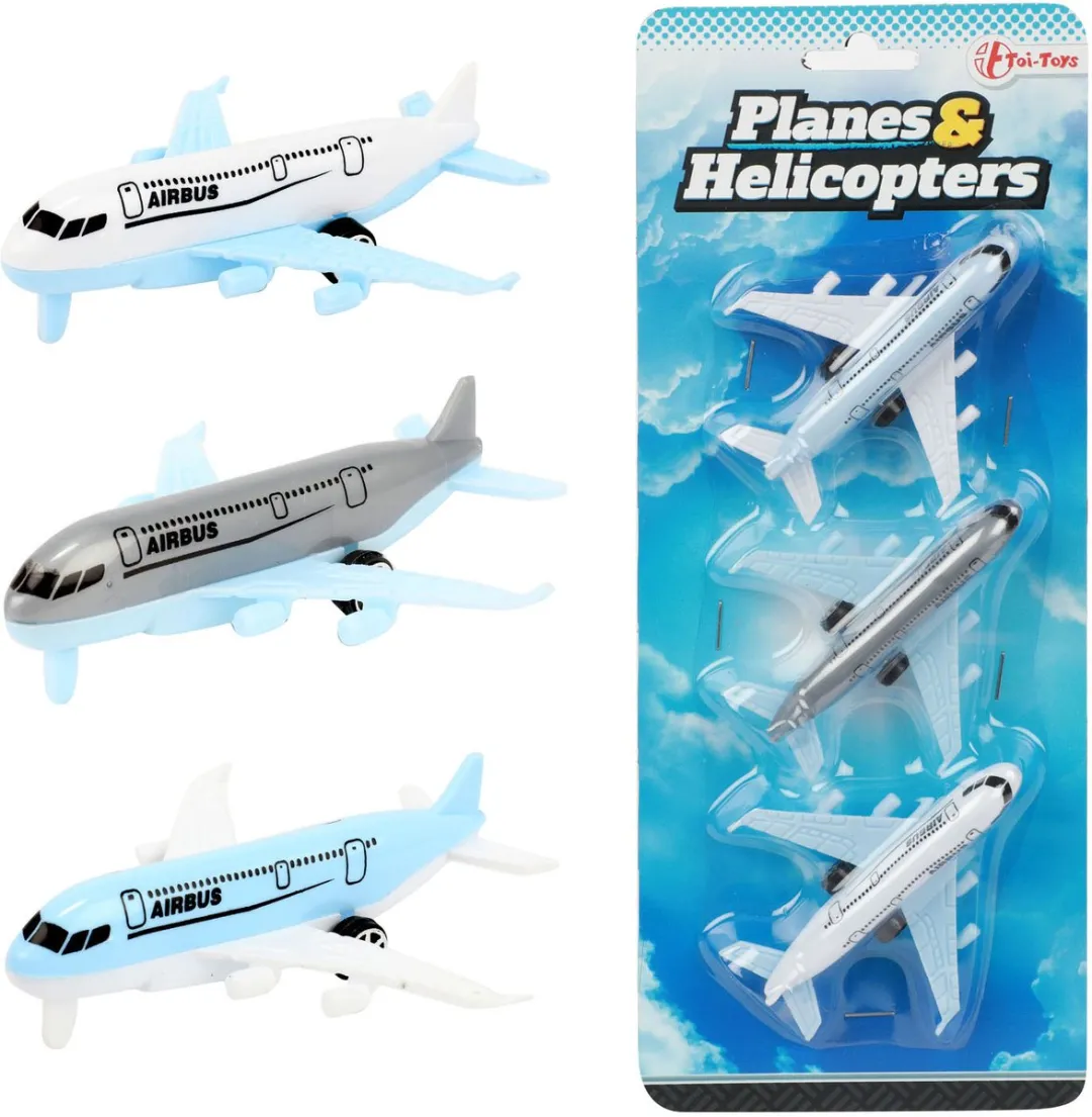 Toi-Toys Airbus Vliegtuigen 3 Stuks
