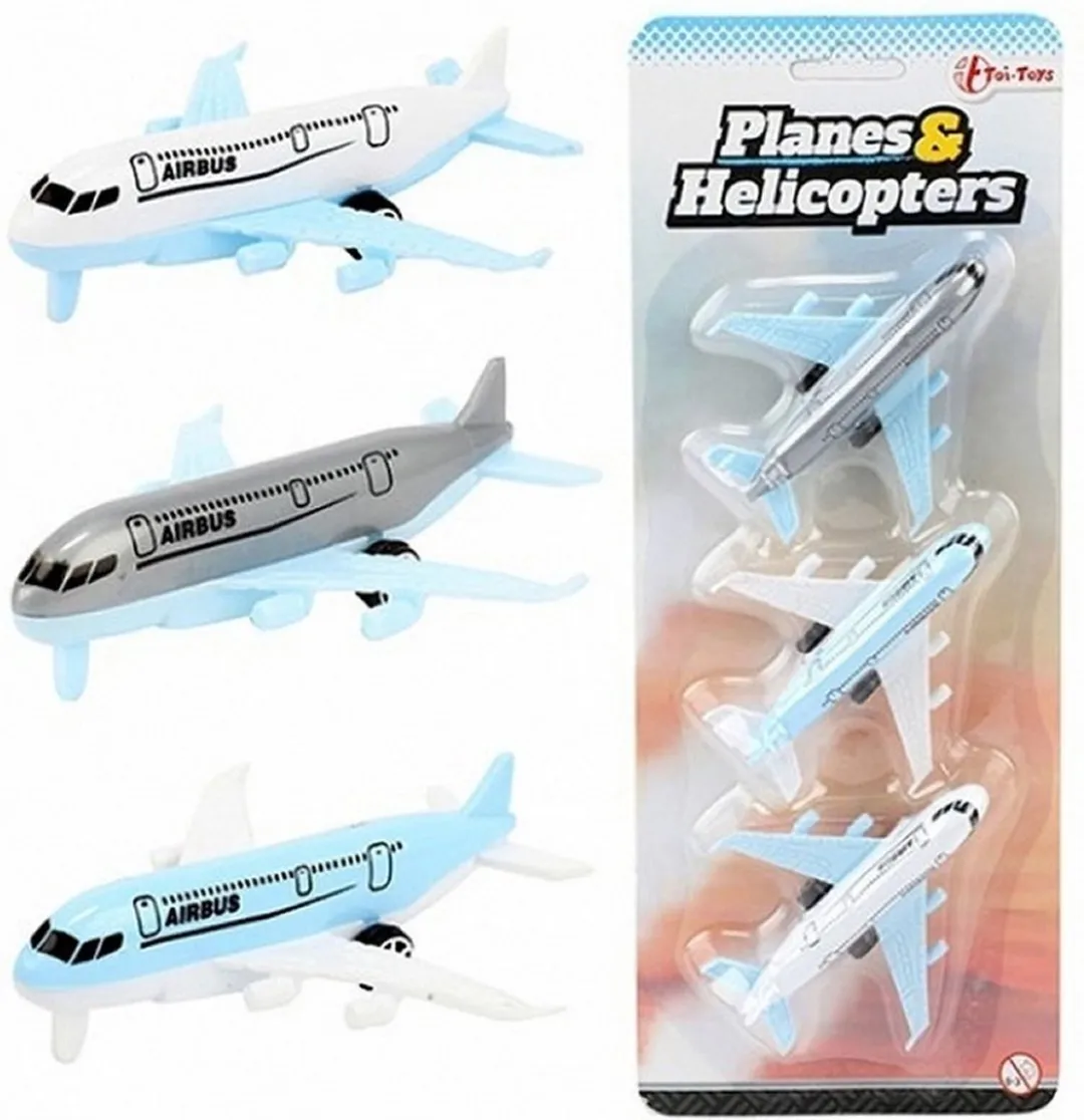 Toi-Toys Airbus Vliegtuigen 3 Stuks
