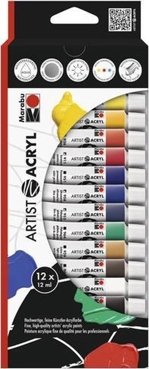 Marabu Acrielverf 12ml - 7 Kleuren Assorti
