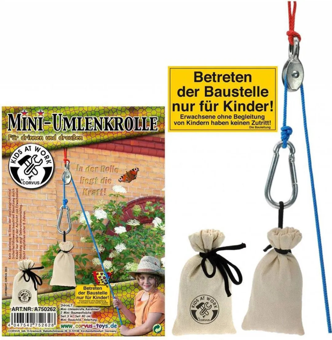 Kids at work Mini Katrol Set Blauw/Rood/Wit/Zilver/Zwart