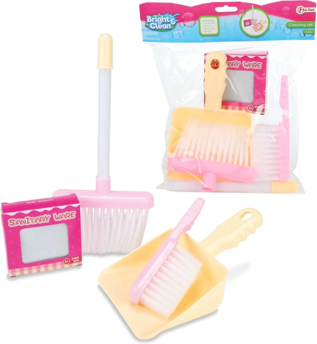 Toi-Toys Junior Schoonmaakset 4-delig - Roze/Geel