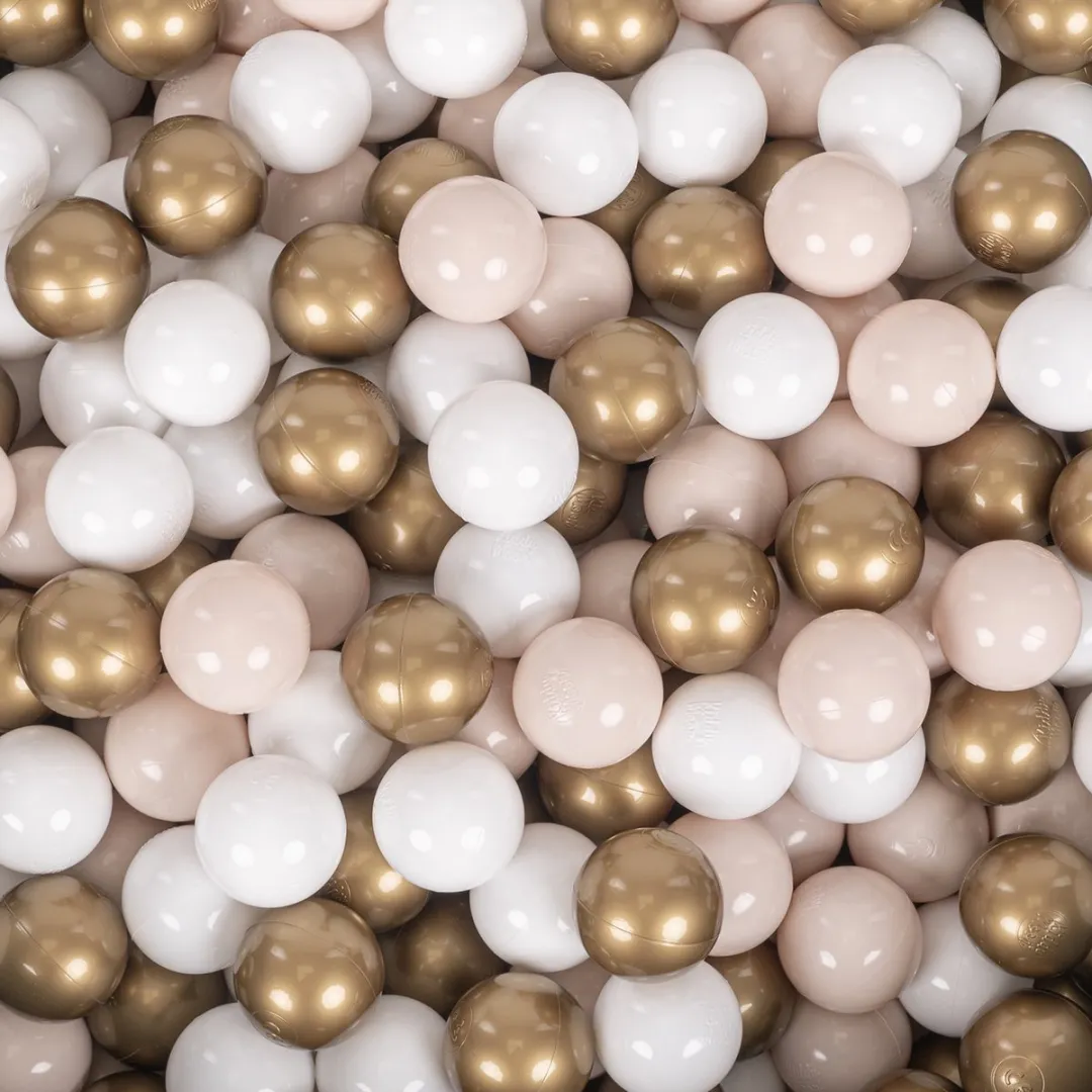 KiddyMoon Ballenbakballen 50 Stuks 7cm - Pastelbeige/Wit/Goud