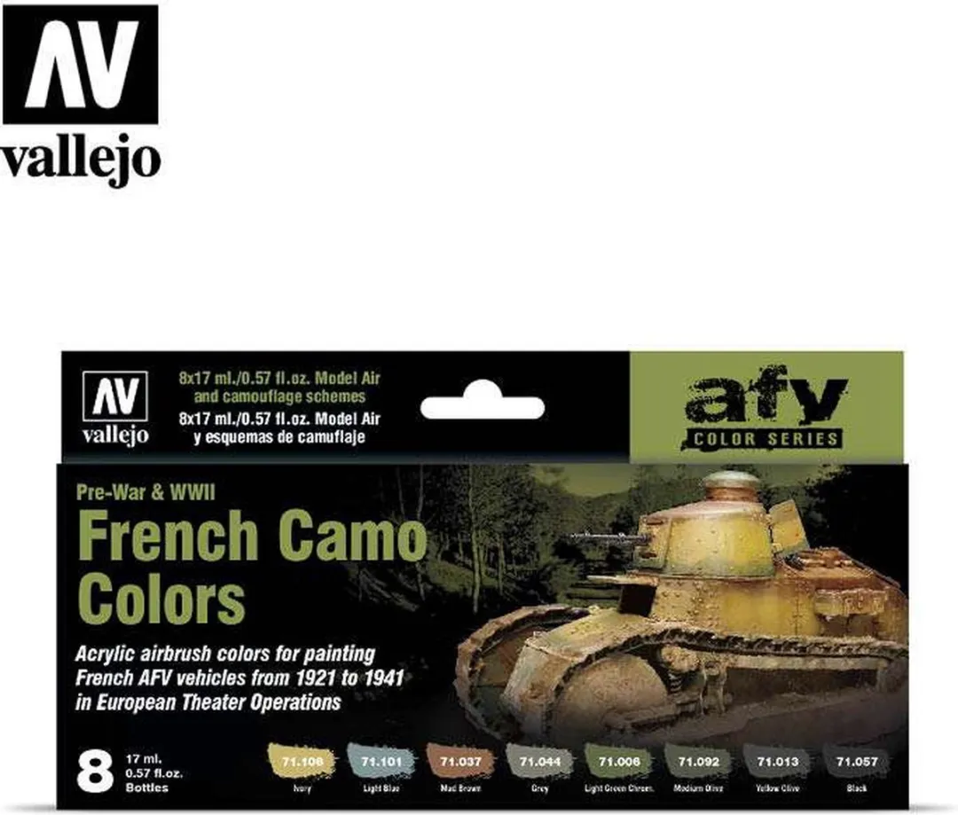 Vallejo Hobbyverf Acrylset French Camo Pre-War - 8x17ml