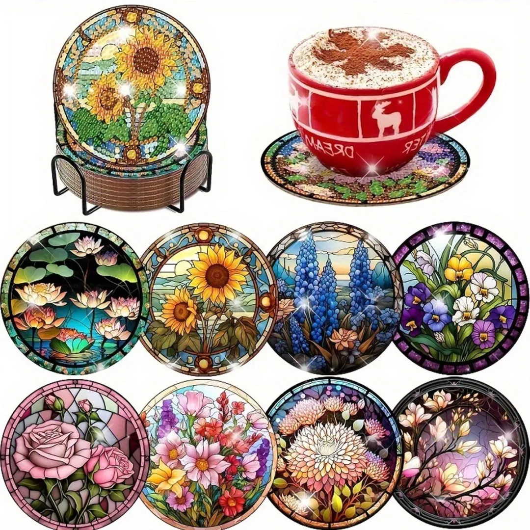 VDTOYS Diamond Painting Onderzetters Bloemen 2