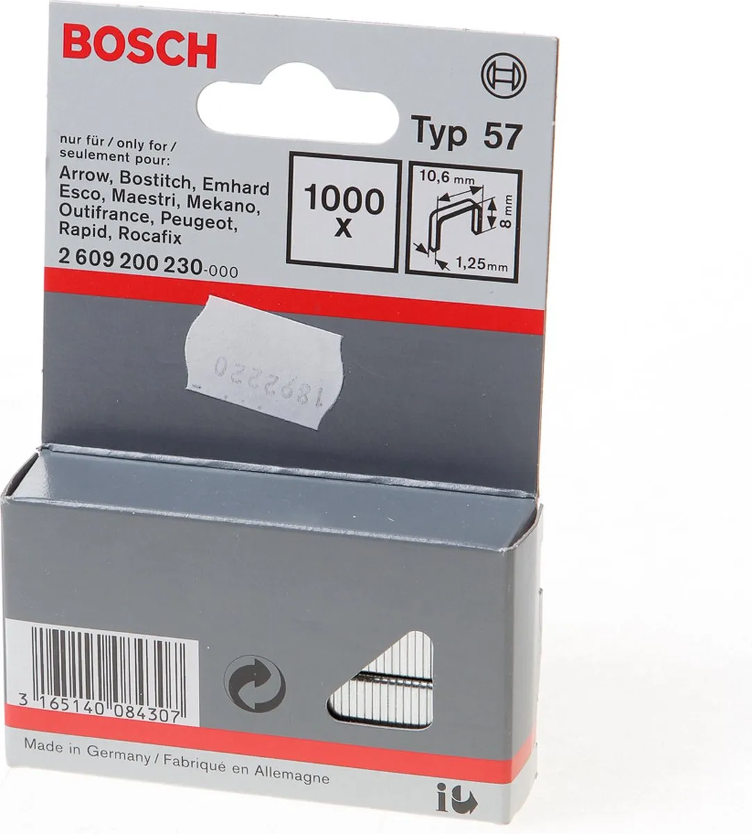Bosch Professional Niet-met-platte-draad 8mm Type 57 - 1000 Stuks
