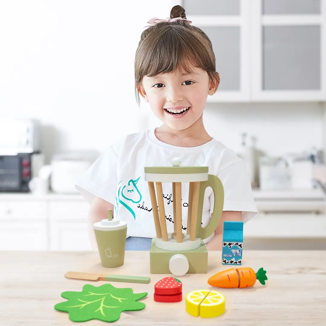 Teamson Kids Houten Speelkeuken Blender - 13 Stuks - Groen