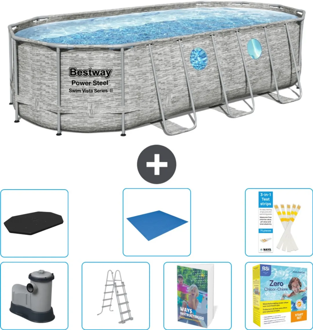 Bestway Ovaal Power Steel Swim Vista Zwembad 549x274cm