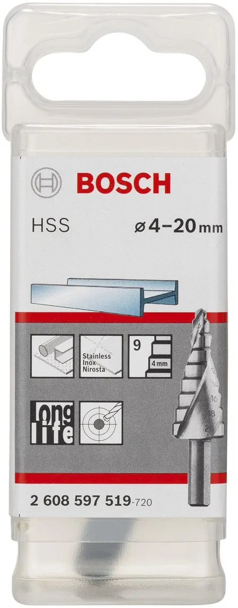 Bosch Trappenboor HSS 4mm - 20mm - 8mm - 70,5mm