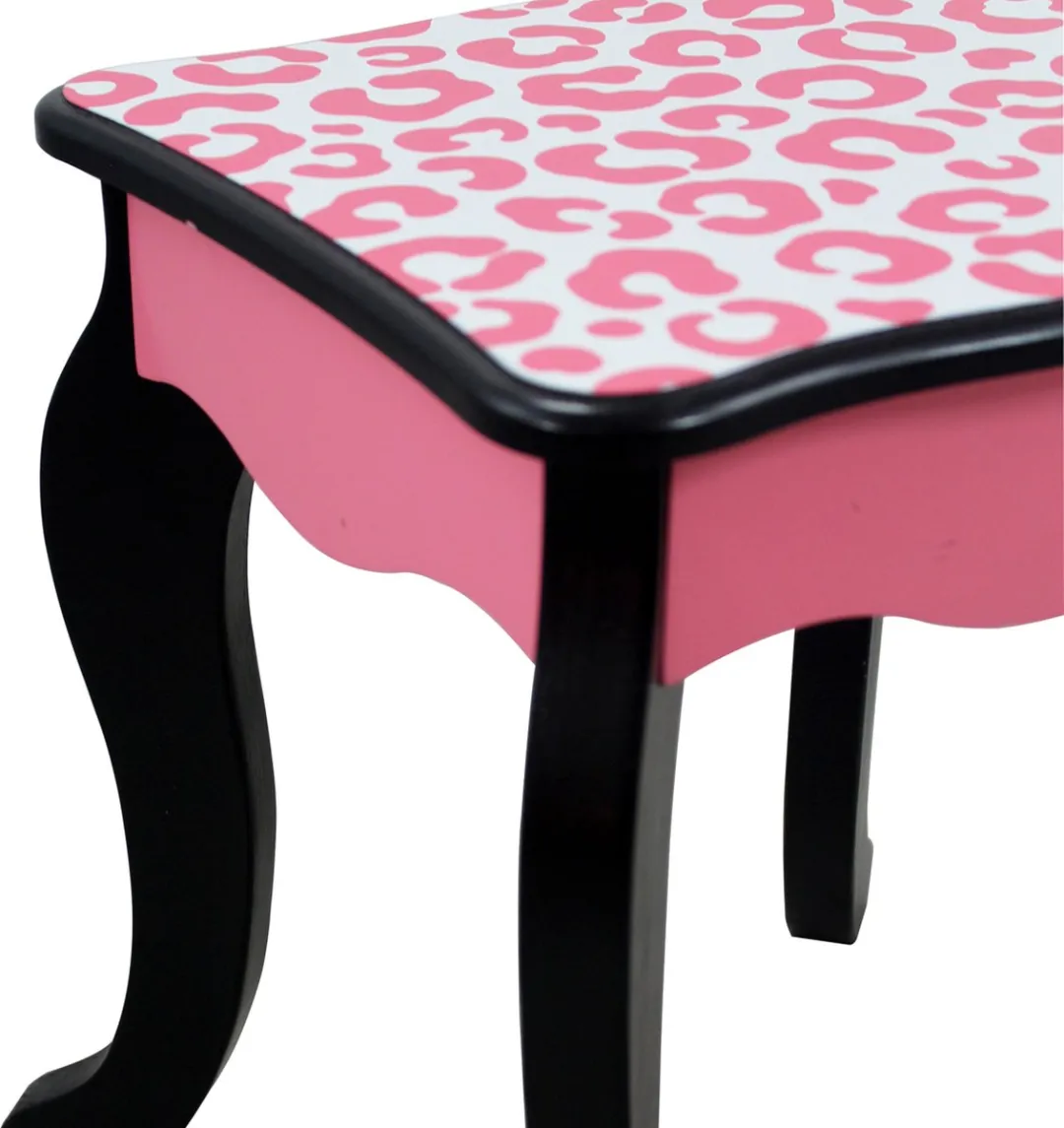Teamson Kids Houten Kaptafel - Luipaardprint Roze/Zwart