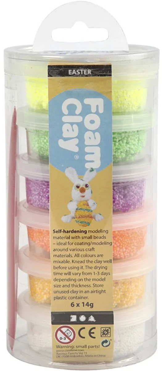 Creativ Company Knutsel Foam Clay Boetseerklei - 12 Potjes 14g - Multi