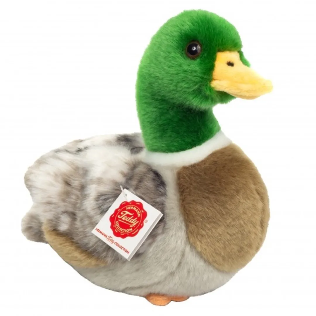 Teddy Hermann Wilde Eend Knuffel - Bruin/ Groen - 24 cm