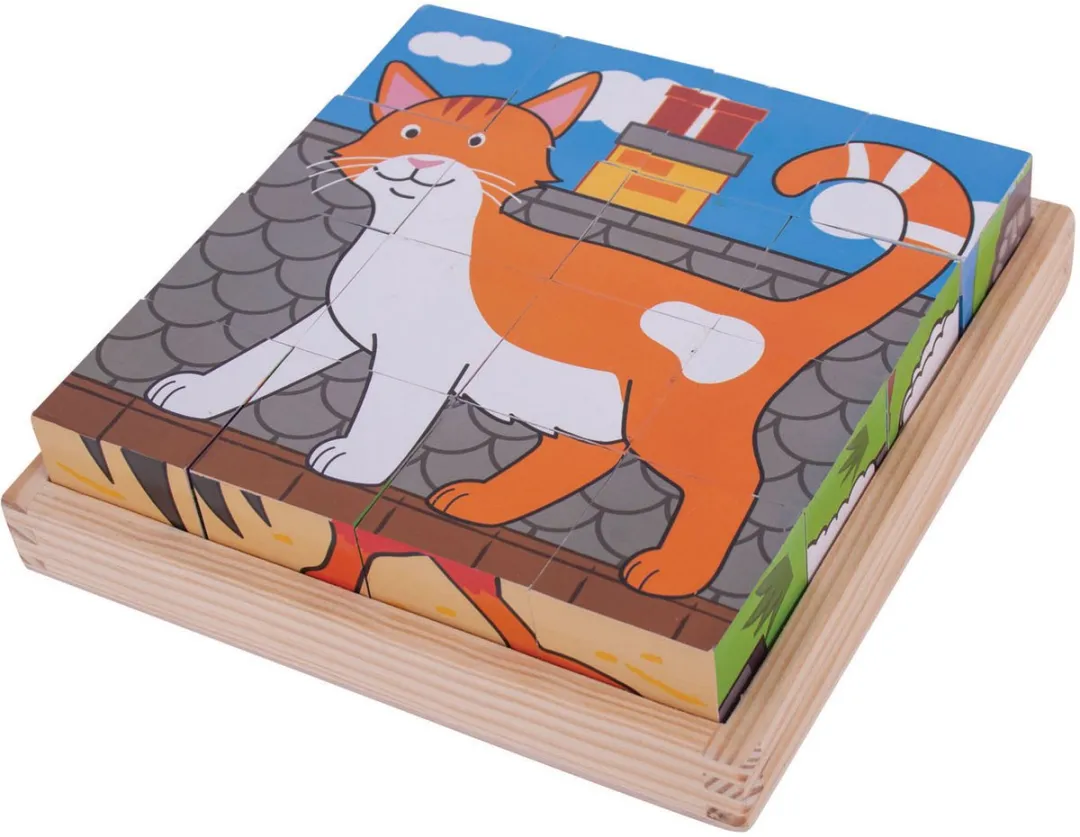 BIGJIGS Houten Blokpuzzel Boerderijdieren BJ798 - 1000 Stuks - 18x18x4cm