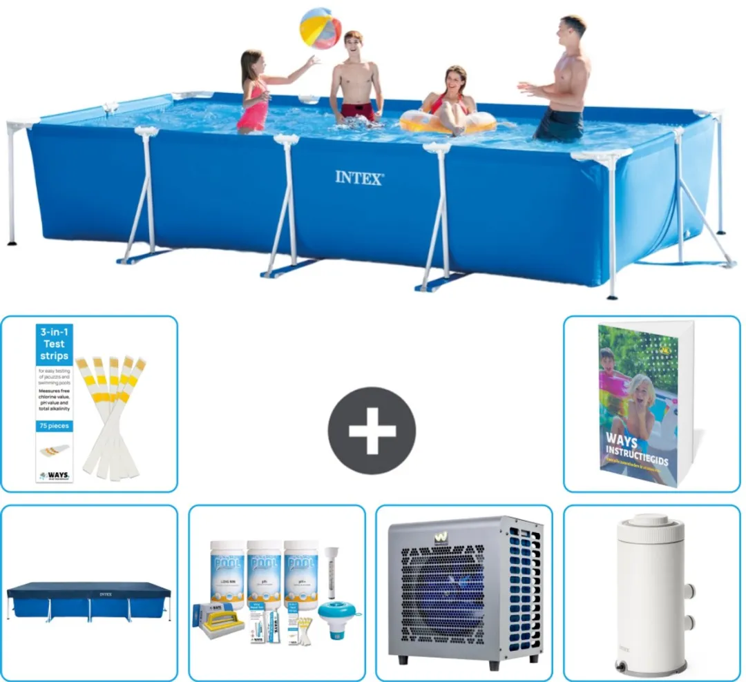 Intex Rechthoekig Frame Zwembad 450x220cm Blauw