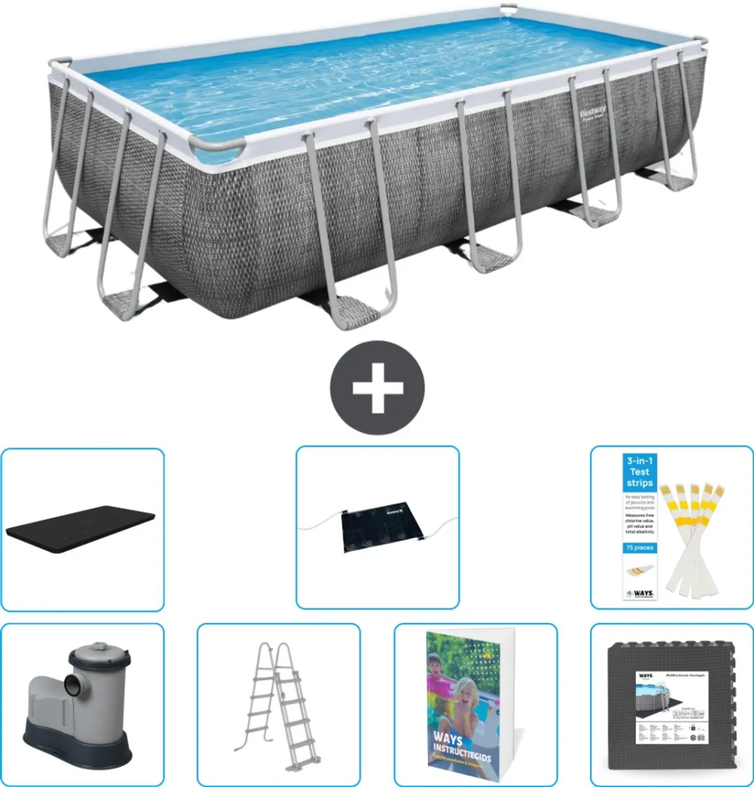 Bestway Power Steel Zwembad 549x274x122cm - 8-delig - Grijs