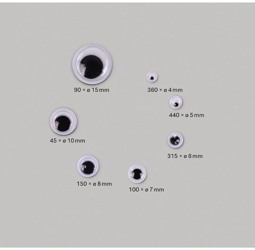 Rayher Wiebel Oogjes 1500 Stuks - Sorteerbox - 4-15mm - Zwart