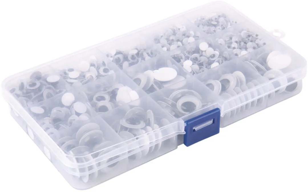 Rayher Wiebel Oogjes 1500 Stuks - Sorteerbox - 4-15mm - Zwart