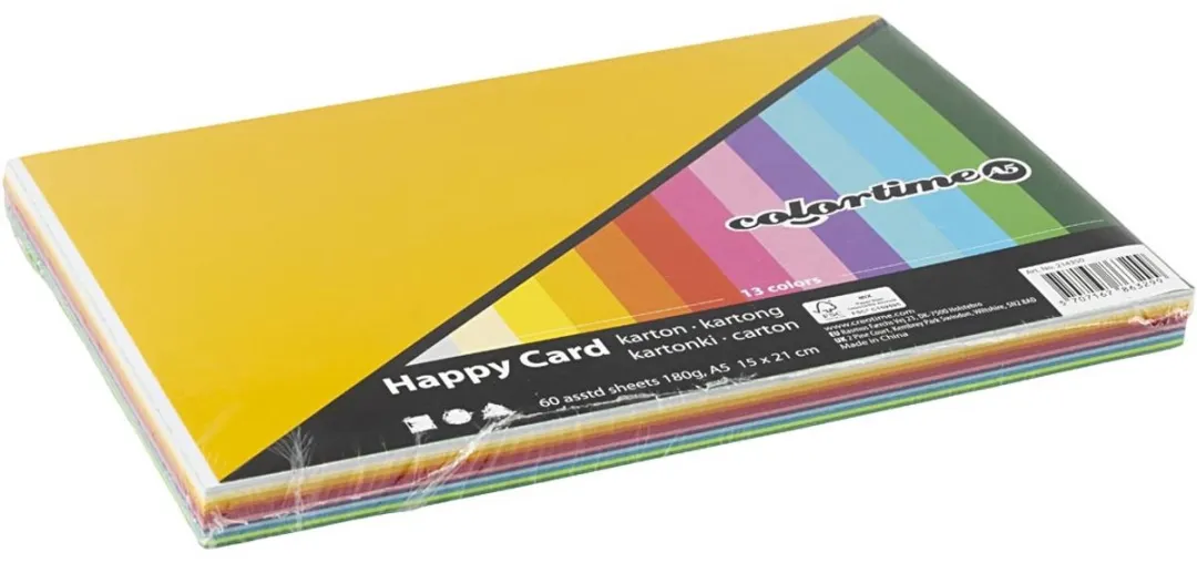 Colortime Karton A5 Multicolor - 60 Vellen