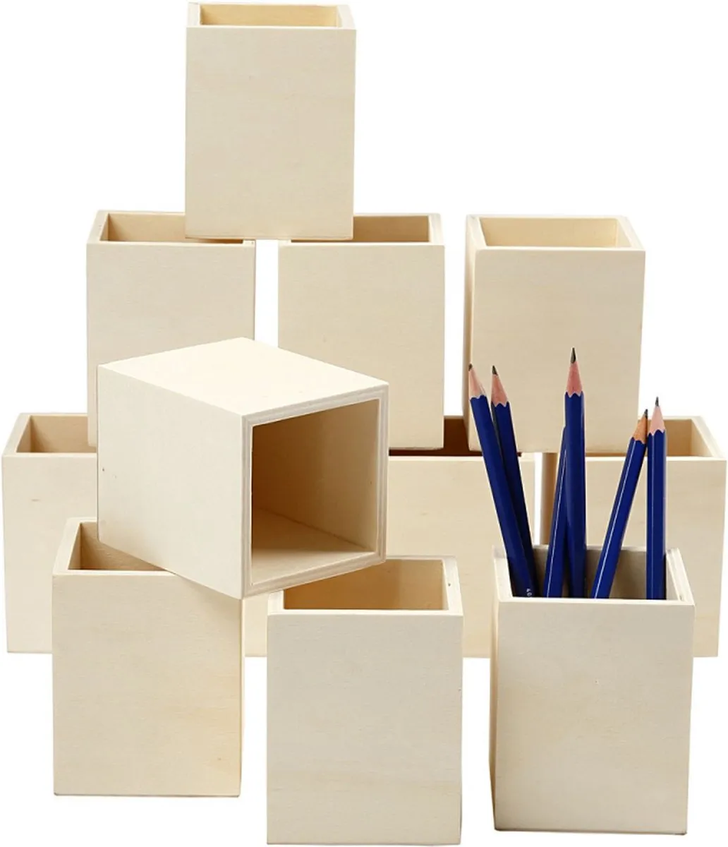 Creativ Company Houten Pennenbakje 7,5x7,5x9,5cm - Bruin