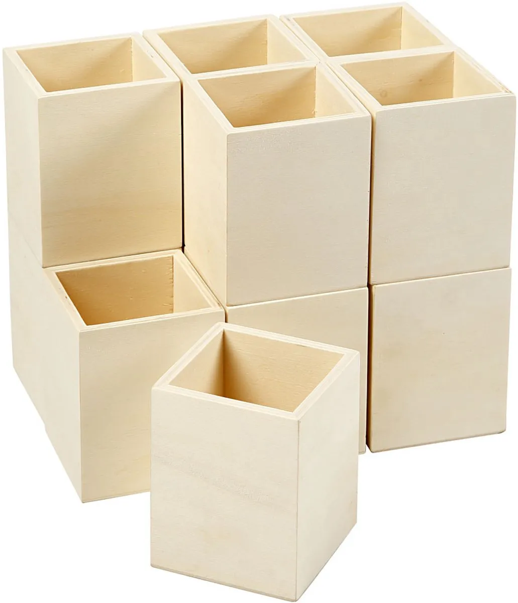 Creativ Company Houten Pennenbakje 7,5x7,5x9,5cm - Bruin