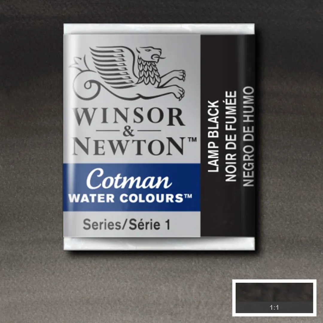 Winsor & Newton Cotman Aquarelverf Half Napje Lamp Black - Zwart