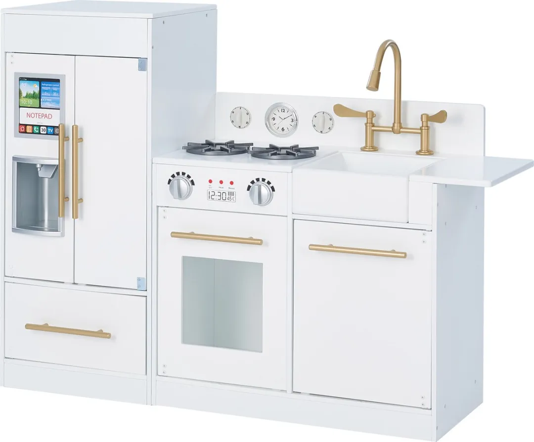 Teamson Kids Groot Modern Houten Speelkeuken Wit/Goud