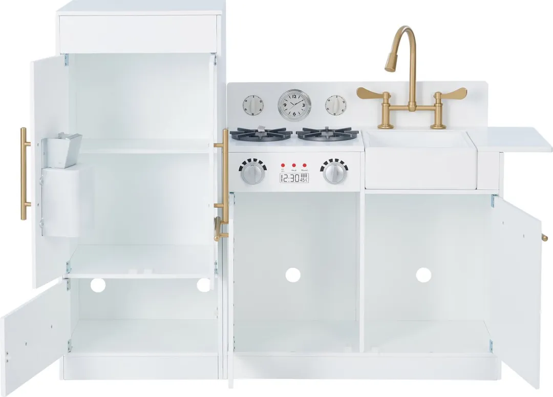Teamson Kids Groot Modern Houten Speelkeuken Wit/Goud