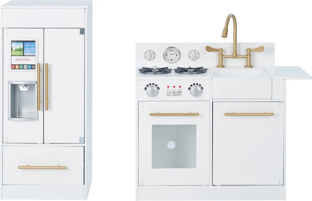 Teamson Kids Groot Modern Houten Speelkeuken Wit/Goud