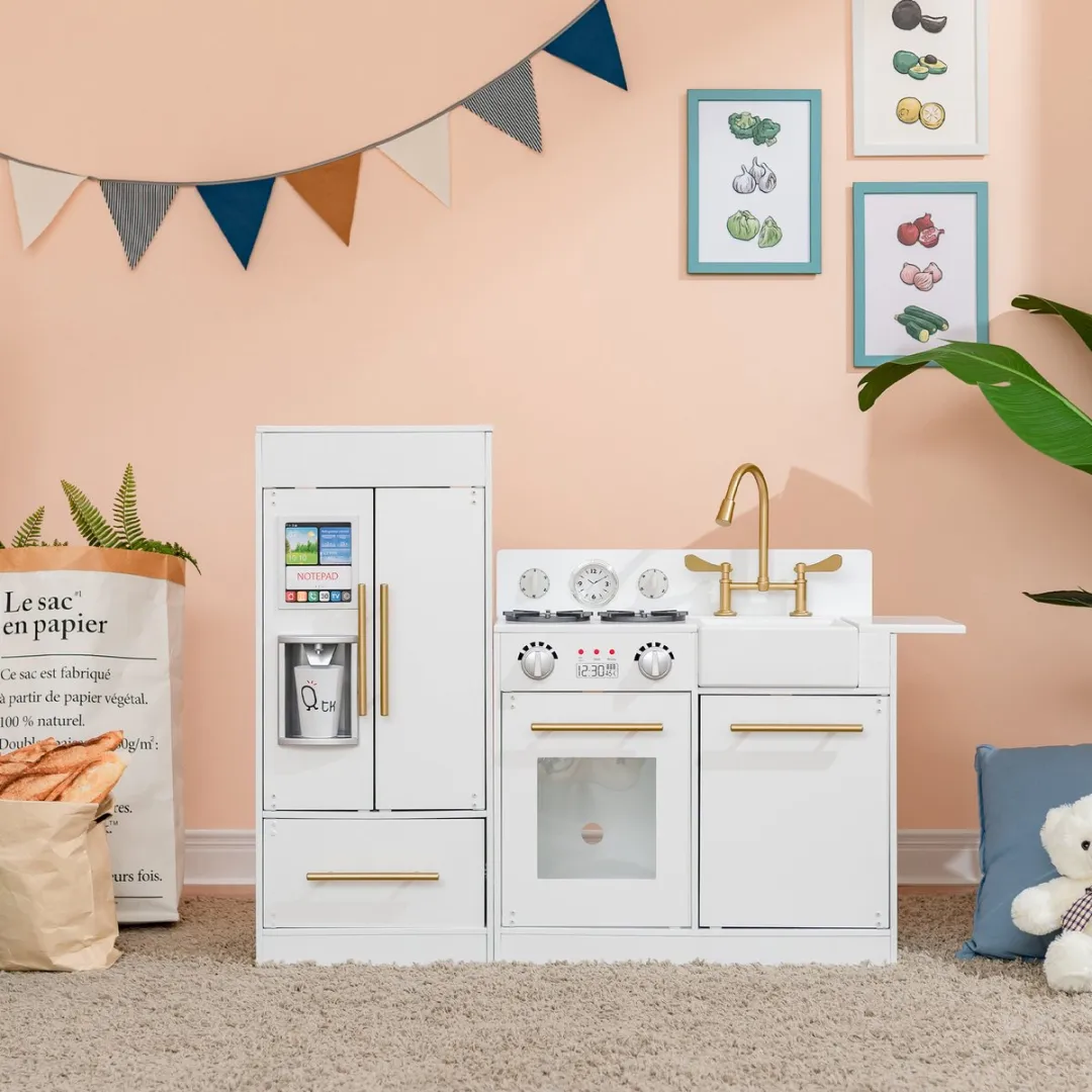 Teamson Kids Groot Modern Houten Speelkeuken Wit/Goud