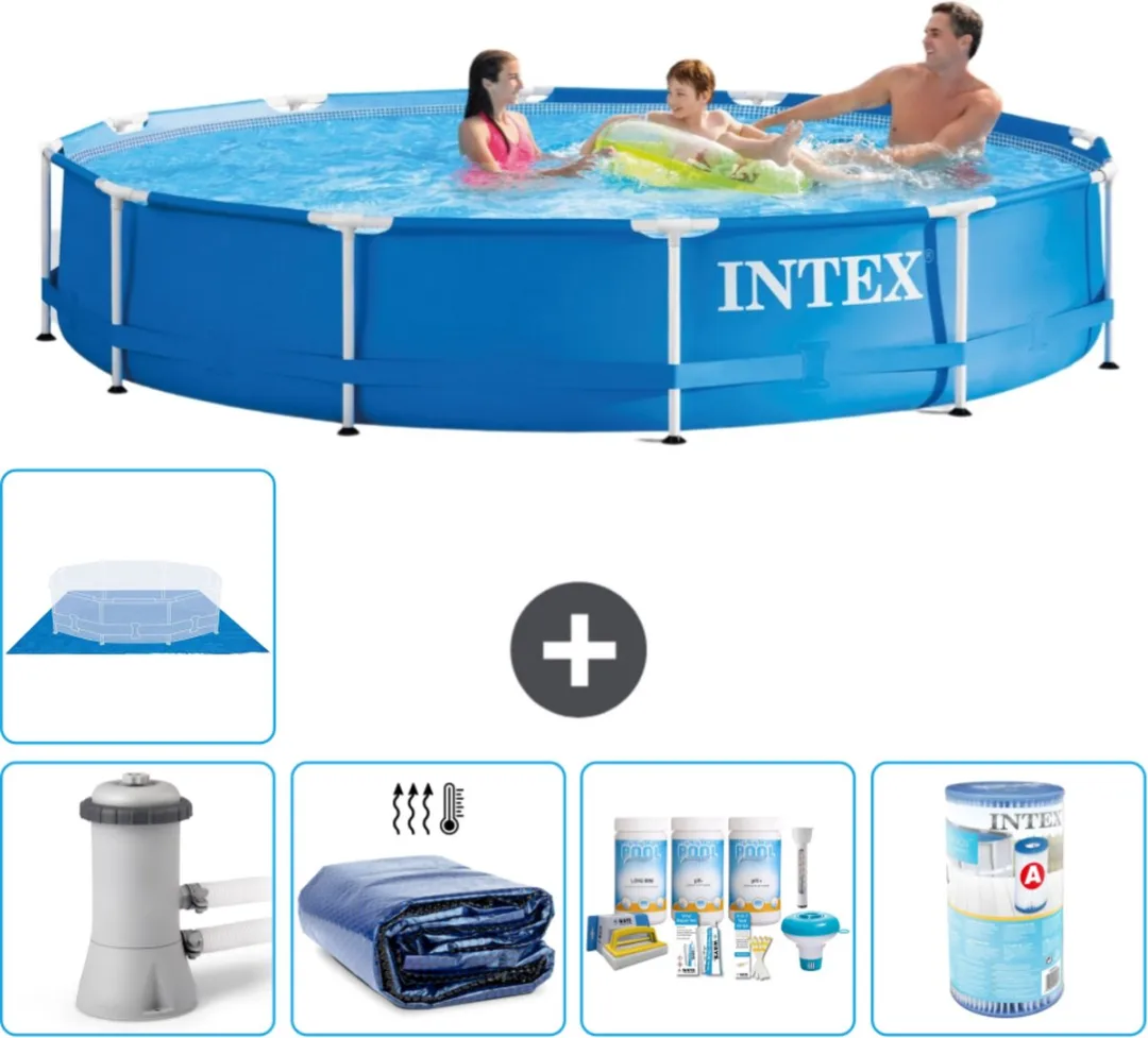 Intex 28212GN-Blauw Rond Frame Zwembad 366x76cm - Blauw