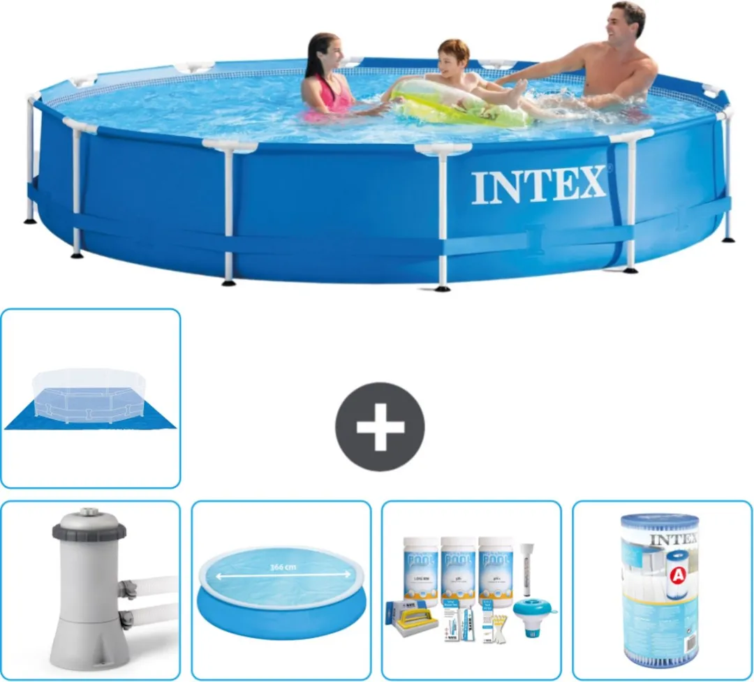 Intex 28212GN-Blauw Rond Frame Zwembad 366x76cm