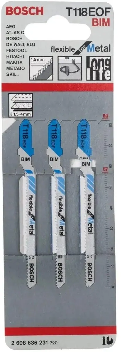 Bosch T 118 EOF Decoupeerzaagbladen Metaal - 3 Stuks