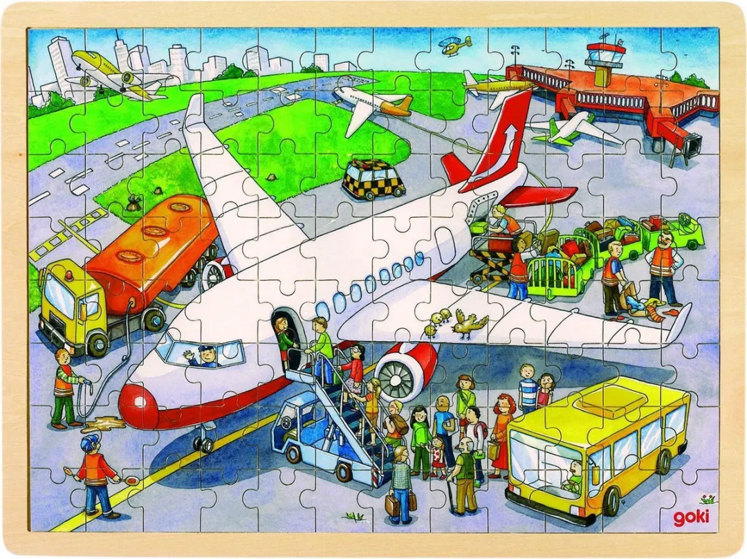 Goki Puzzle At the Airport 96 Stuks - Multi Kleuren