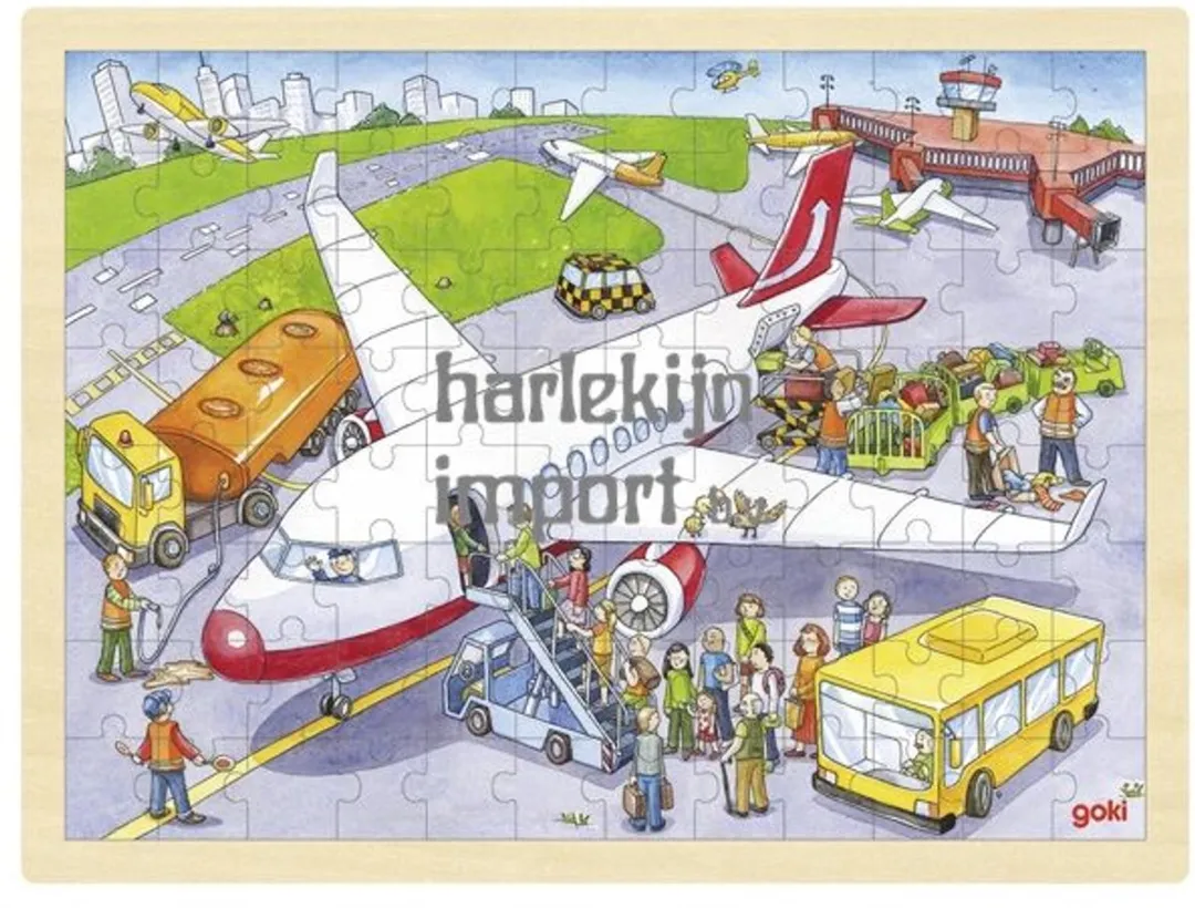 Goki Puzzle At the Airport 96 Stuks - Multi Kleuren
