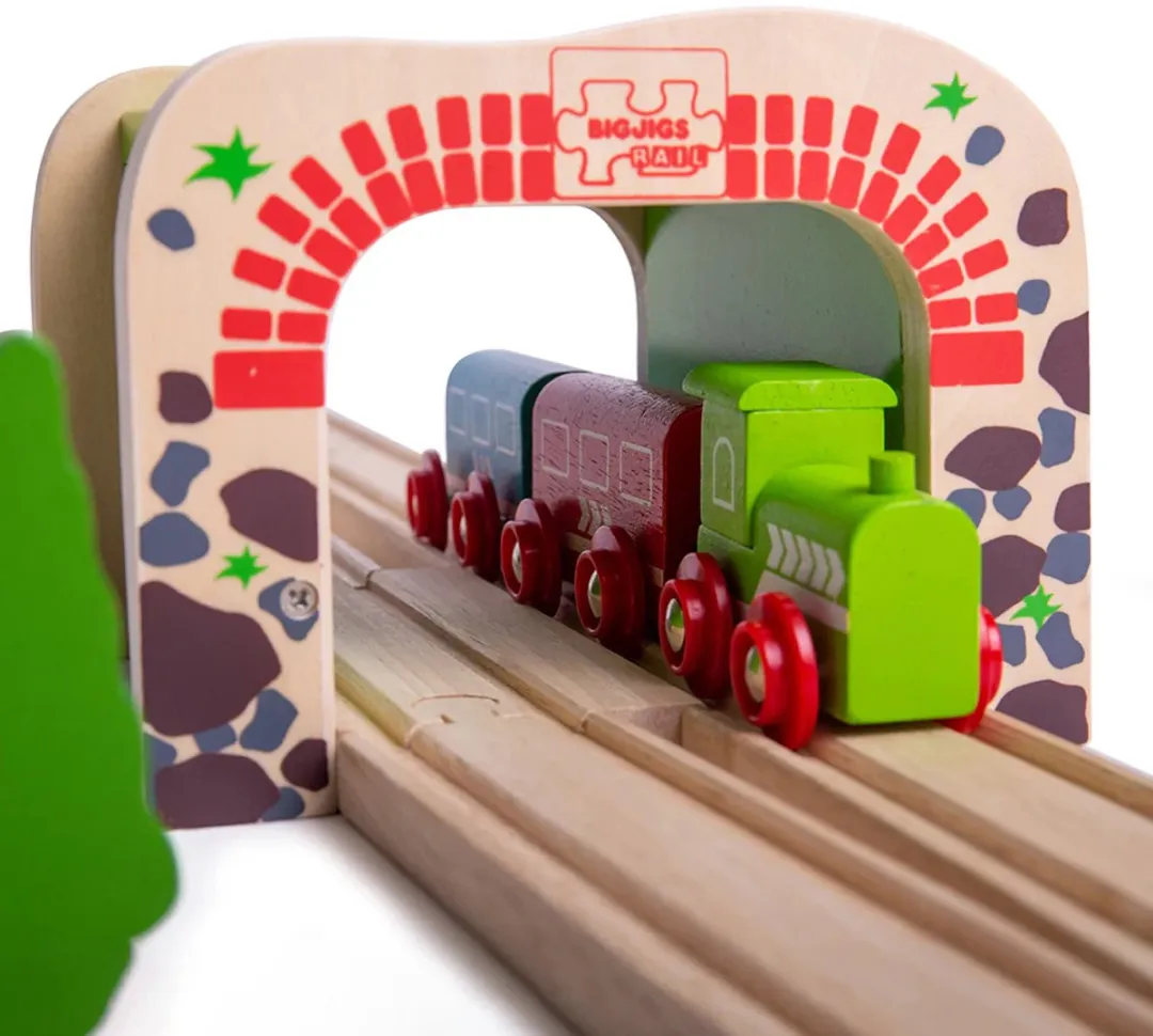 BIGJIGS Houten Rails Dubbelspoor Tunnel BJT172 - Multi