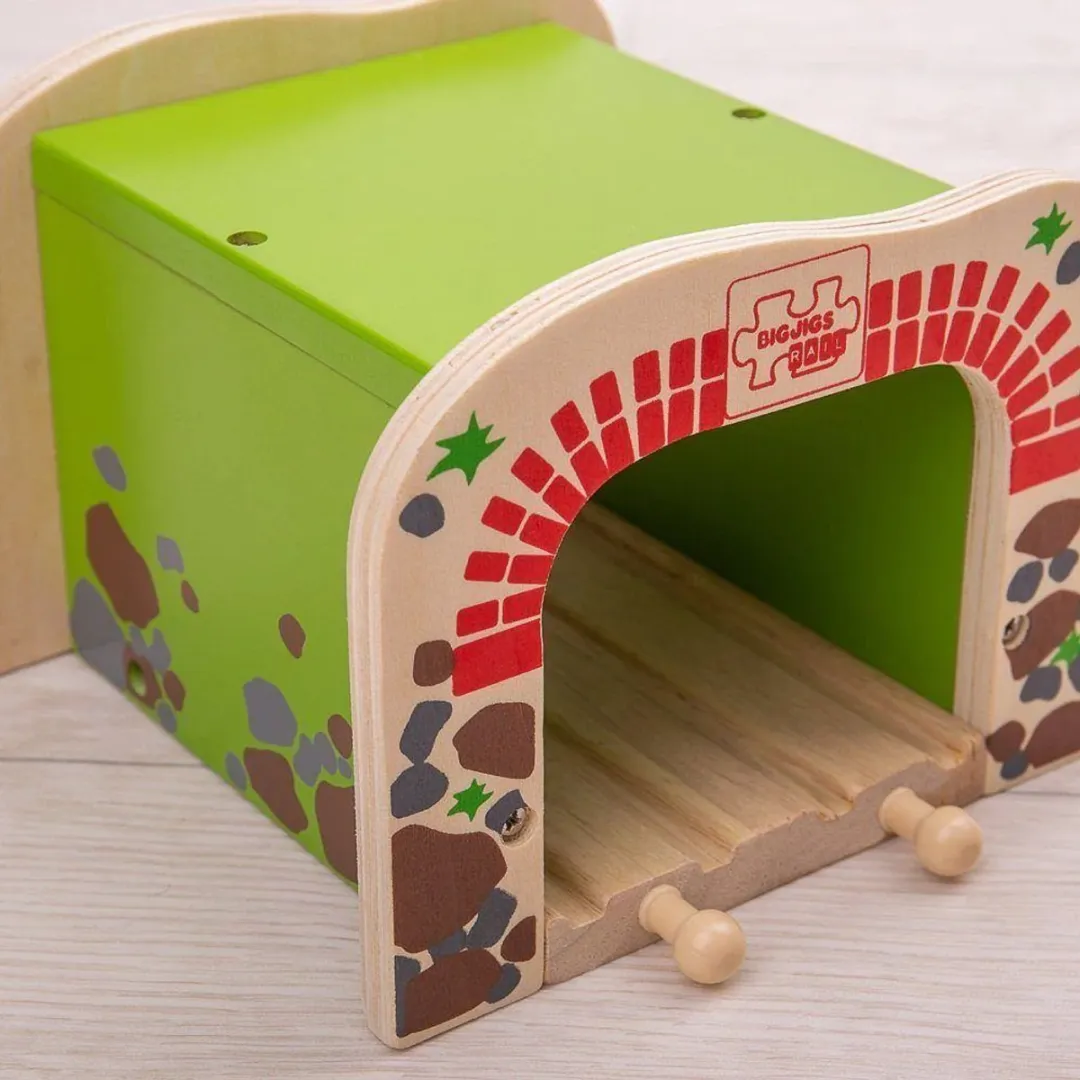 BIGJIGS Houten Rails Dubbelspoor Tunnel BJT172 - Multi