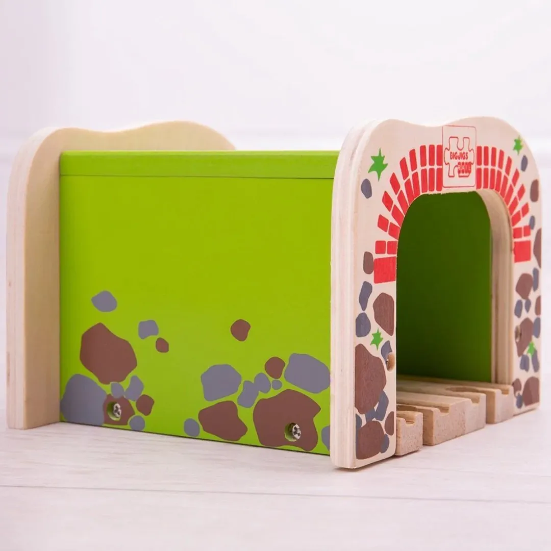 BIGJIGS Houten Rails Dubbelspoor Tunnel BJT172 - Multi