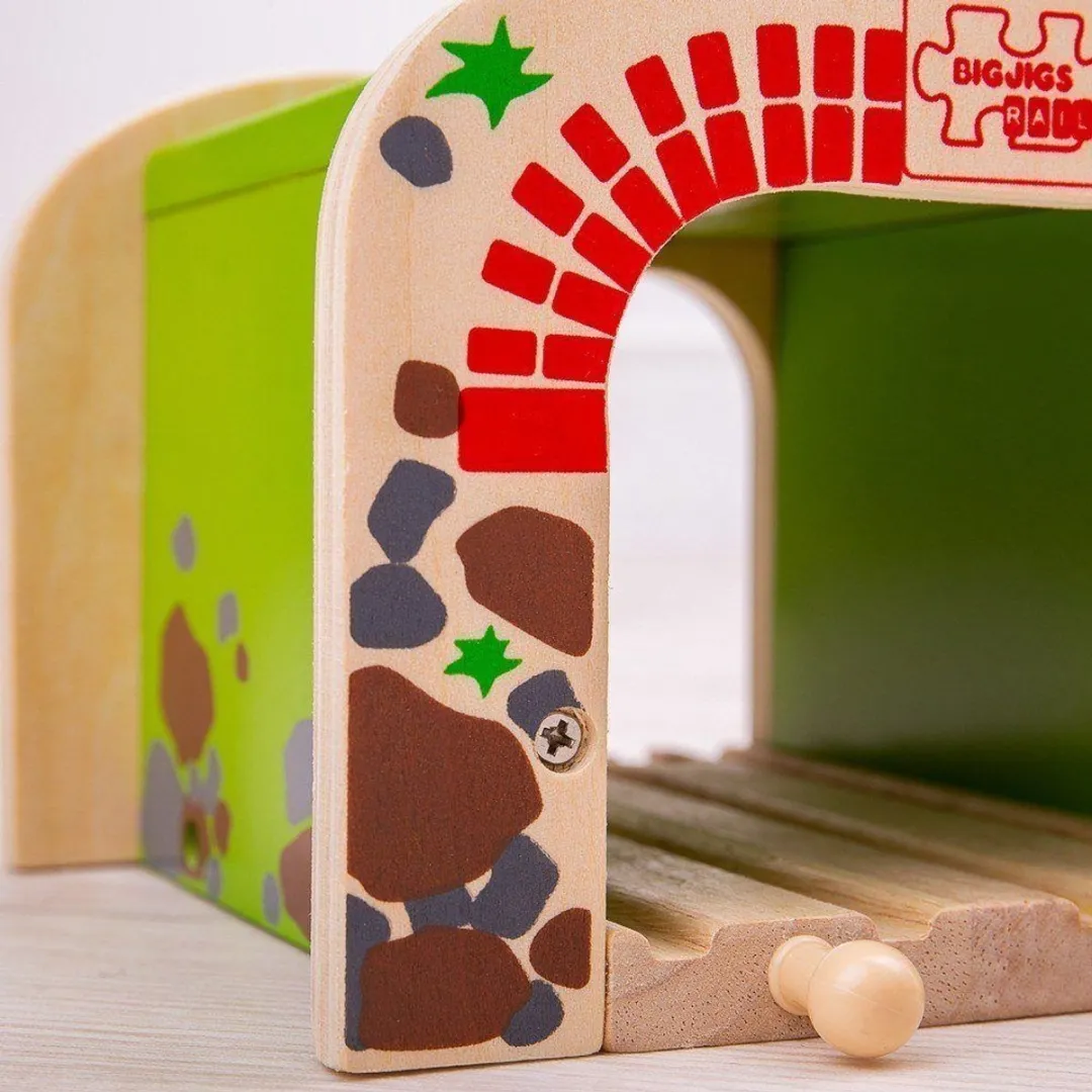 BIGJIGS Houten Rails Dubbelspoor Tunnel BJT172 - Multi