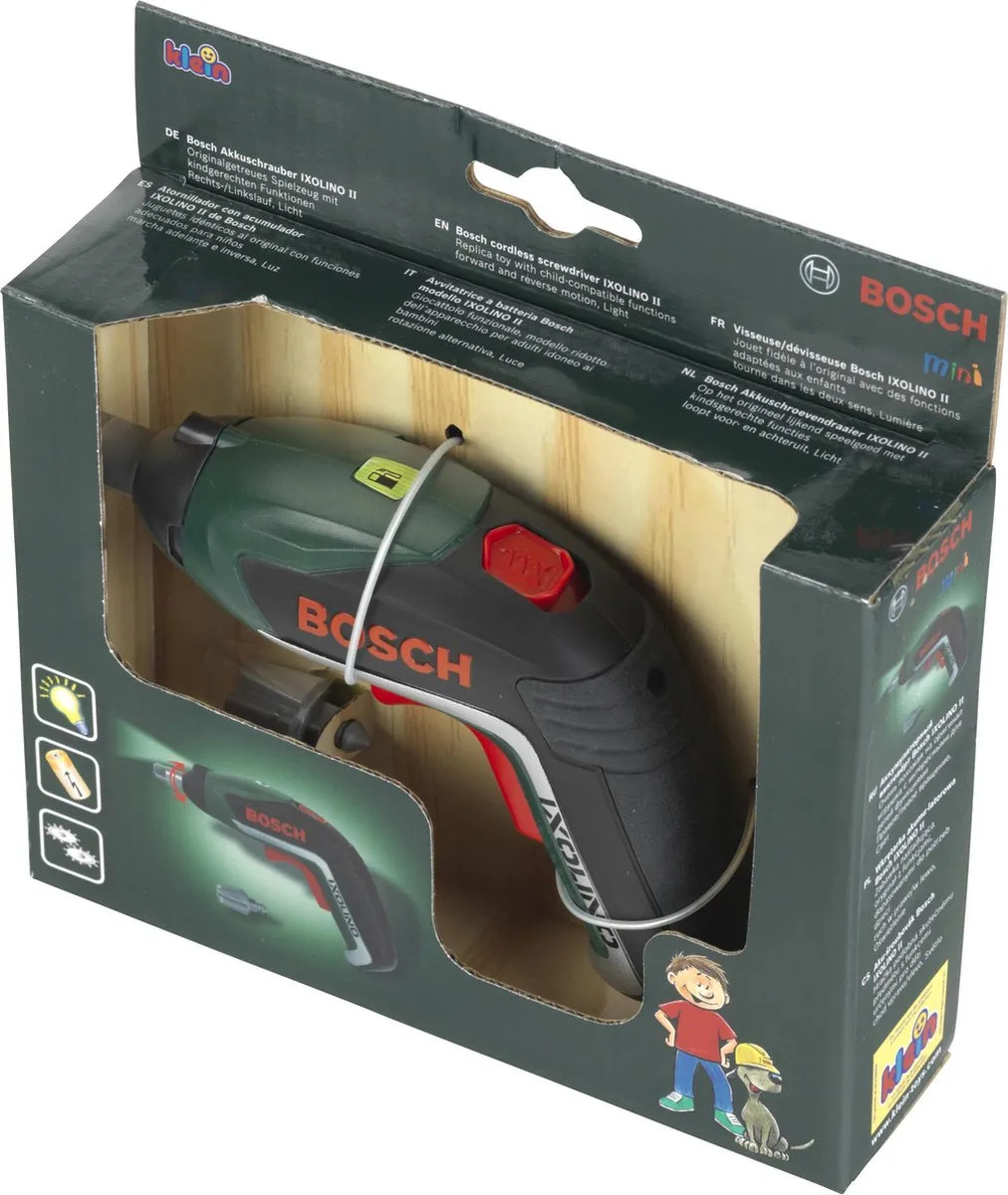 Klein Toys Bosch mini Ixolino II Accu-Schroevendraaier - Groen/Rood/Zwart