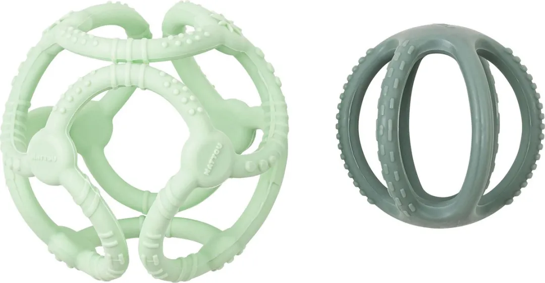 Nattou Silicone Ballen voor Baby's - 2 Stuks - Groen
