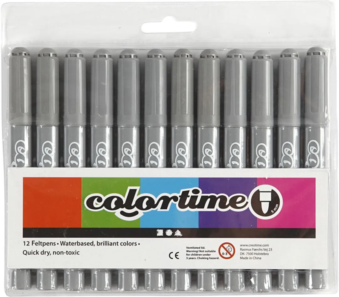 Colortime Grijs Stiften 5mm - 12 Stuks