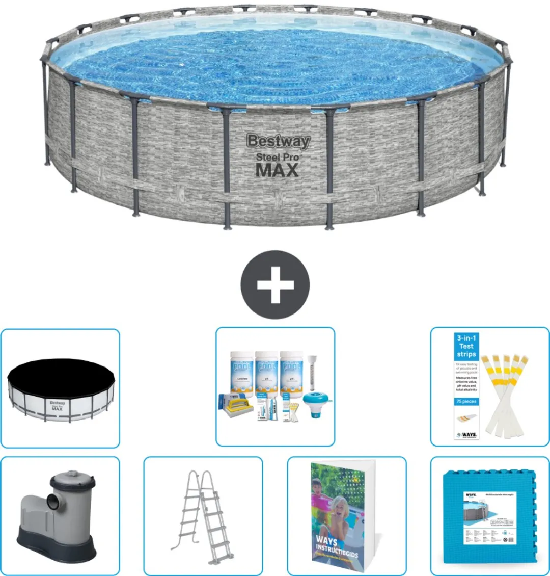 Bestway Steel Pro MAX Zwembad 549cm - 23.062L - Grijs