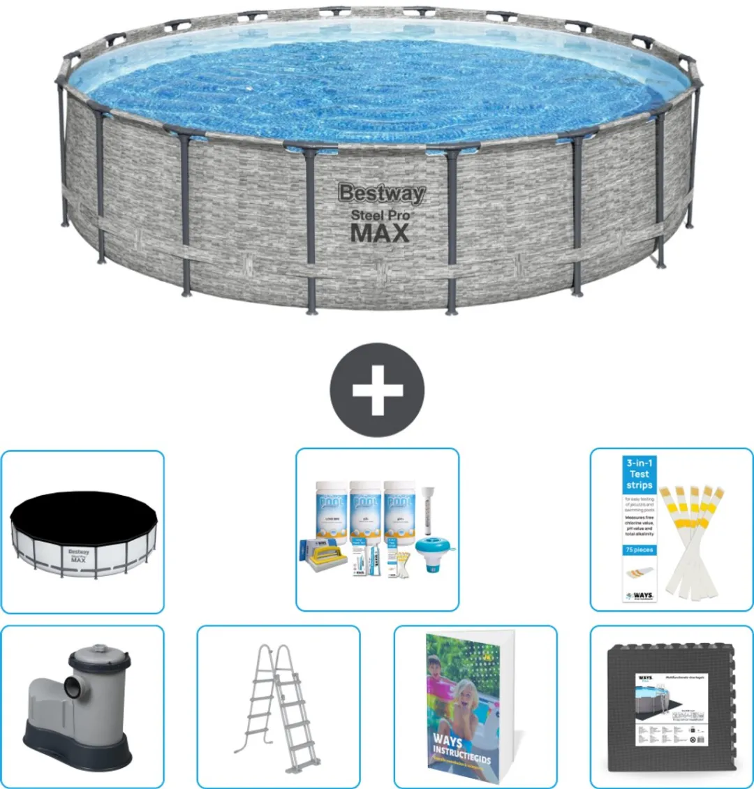 Bestway Steel Pro MAX Zwembad 549cm - 23.062L - Grijs