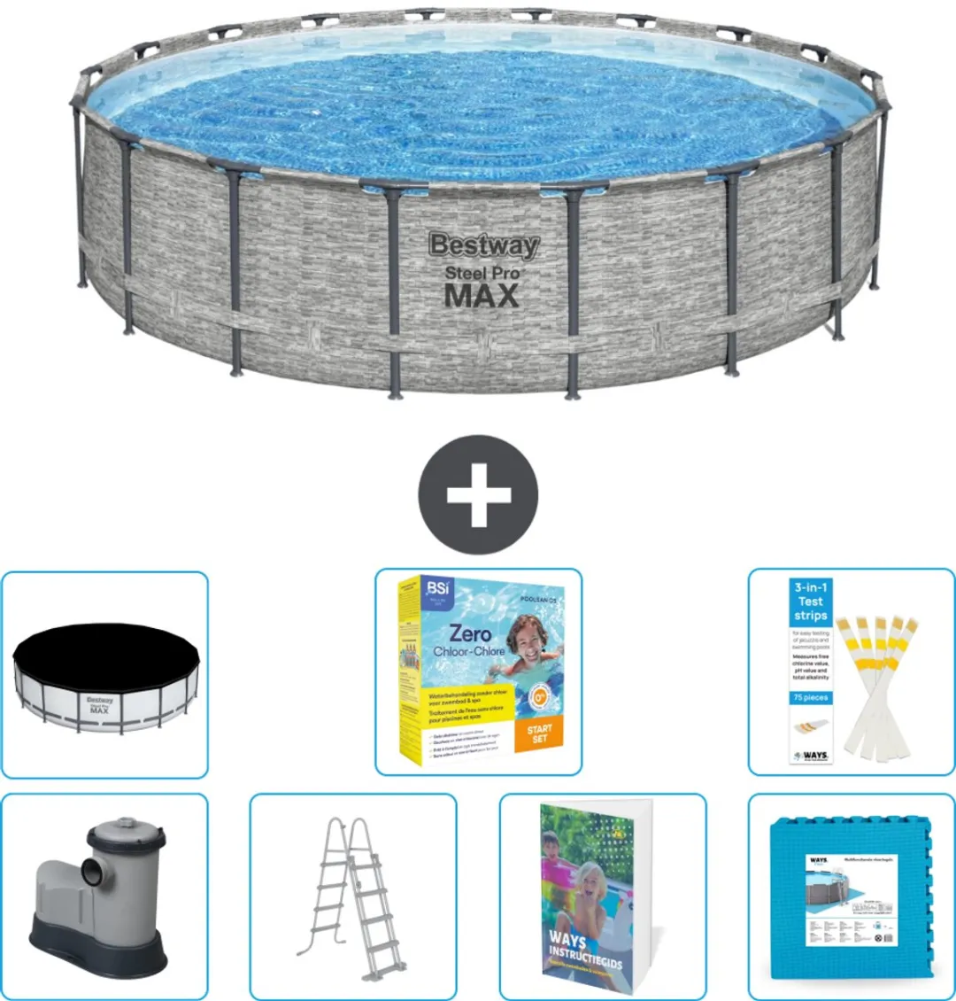 Bestway Steel Pro MAX Zwembad 549cm - 23.062L - Grijs