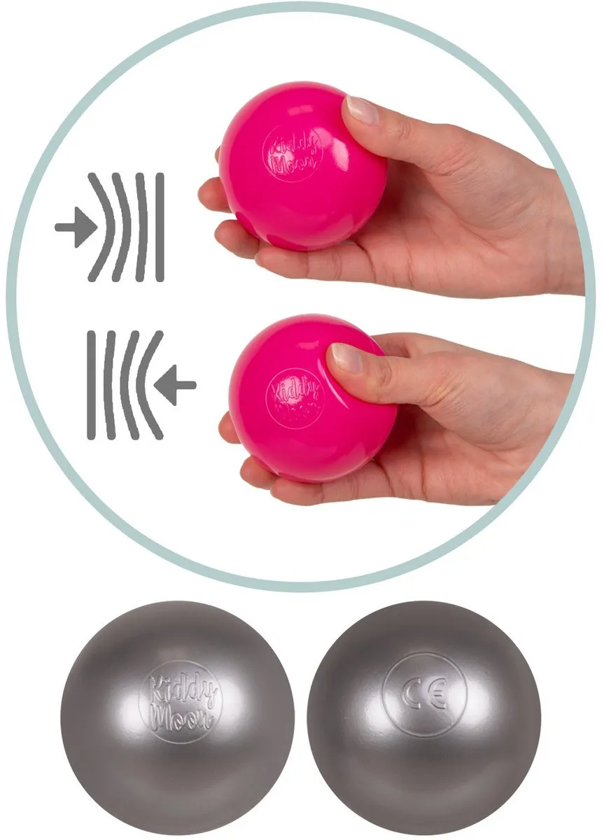 KiddyMoon Kinderballen 50 Stuks - Ø7cm - Wit/Grijs/Turquoise