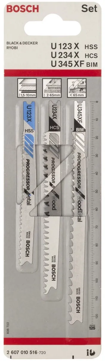 Bosch Decoupeerzaagbladen U 123 X U 234 X U 345 XF - 3 Stuks